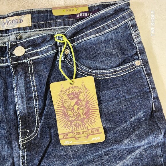 Size 19 x 37" Inseam Vigold Stretch Boot Jeans Tall Girls Dark Denim Vintage New - Picture 8 of 12